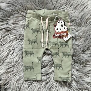 SOMEONE KIDS Girls Green All Over Cat Legging Size 6 Month